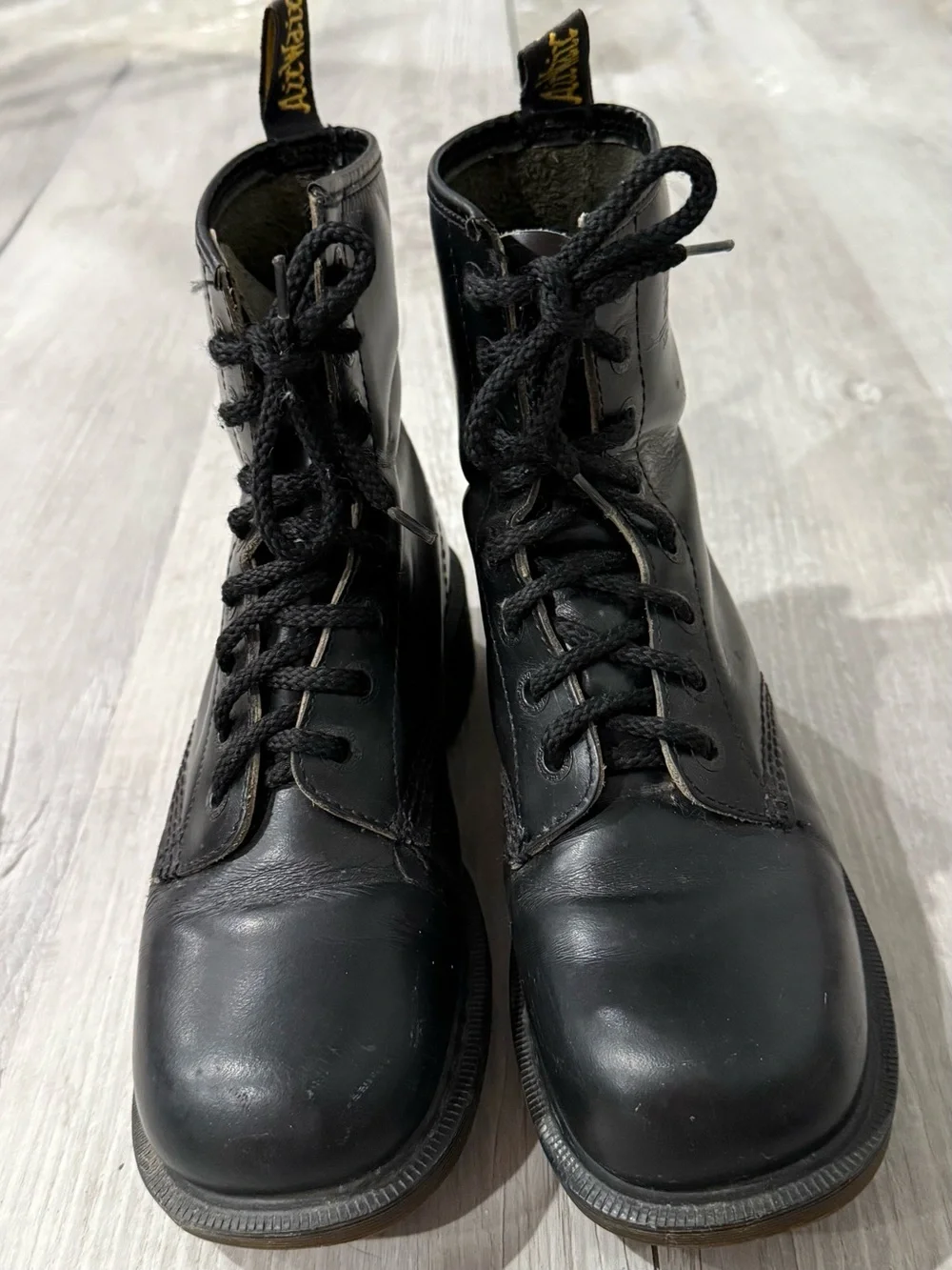 Vintage Dr. Martens Black 8-Eye Lace-Up Leather Combat Boots